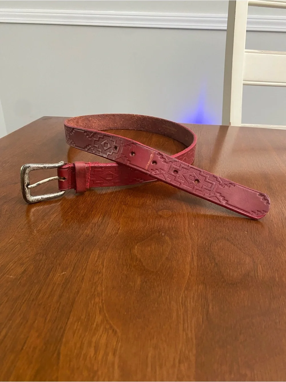 Vintage Women’s Red Leather Southwestern Belt - S